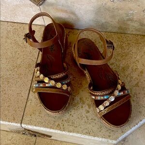 Jellypop Brown and Gold Beaded Sandals